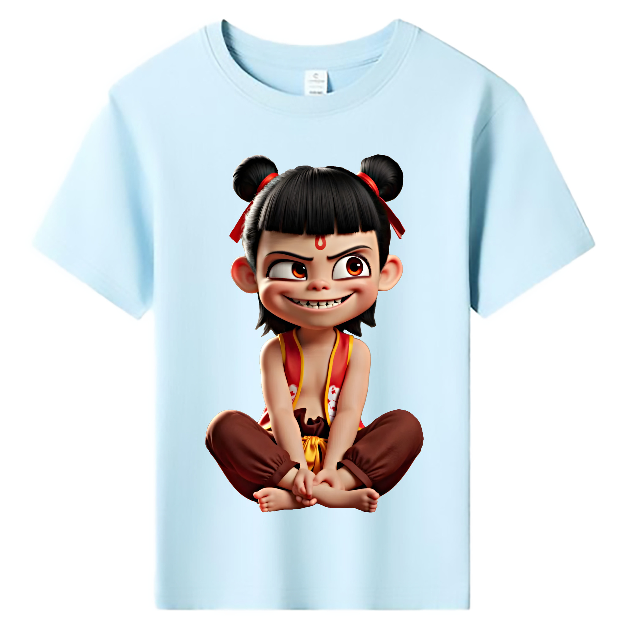 （画像用） Ne Zha 2 ナタ 魔童の大暴れ 綿100％キッズTシャツ（フロントプリント）